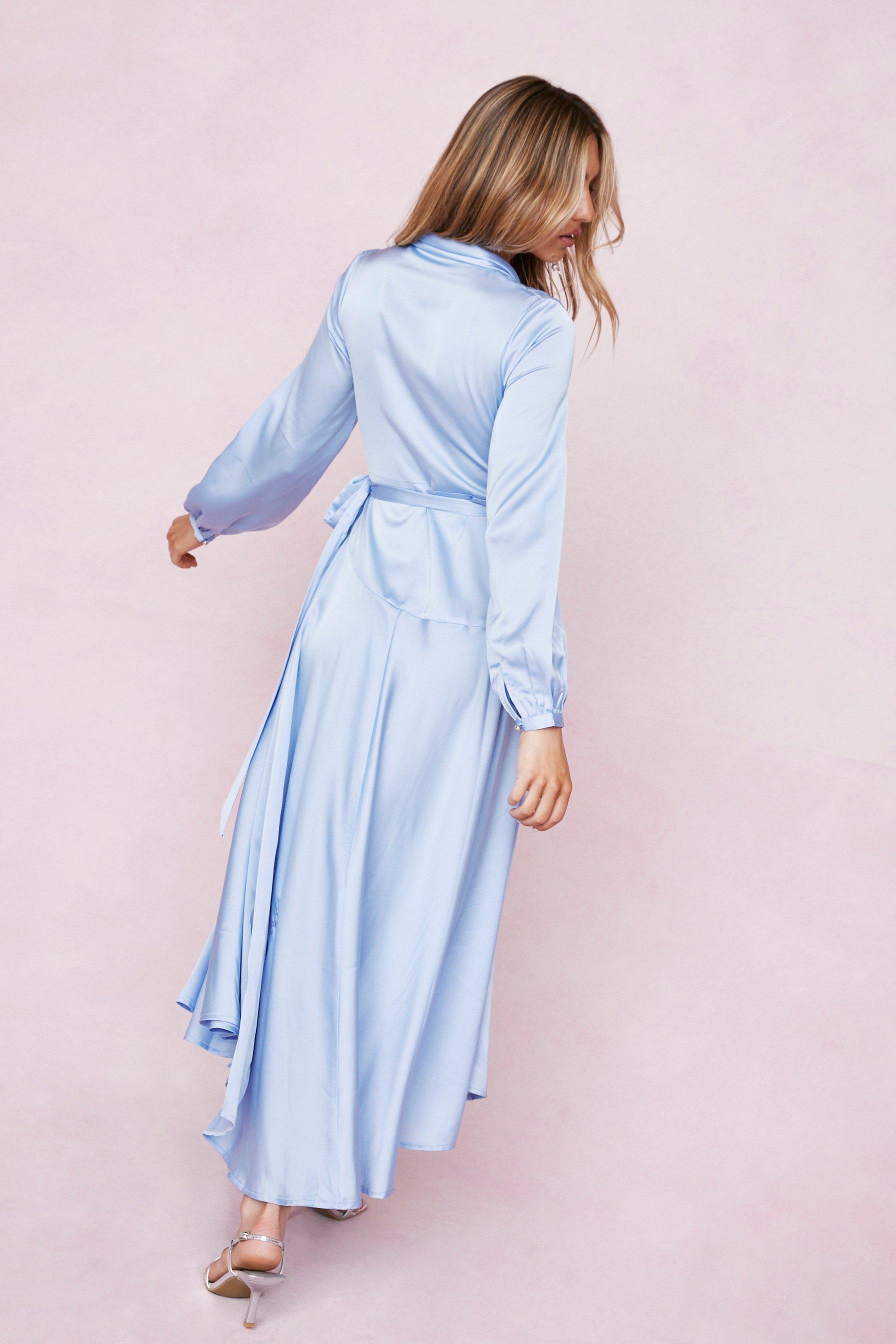 Nasty gal blue satin dress hotsell